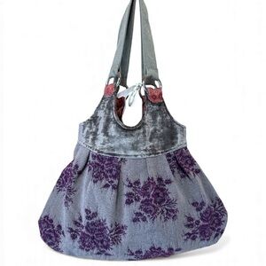 Vintage Kim White Reversible Handmade Textile Bag Purse Tote